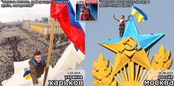 Флаг Украины на московской высотке