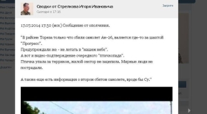 Стрелков о сбитом Боинге: Предупреждали - не летать в нашем небе. ФОТО