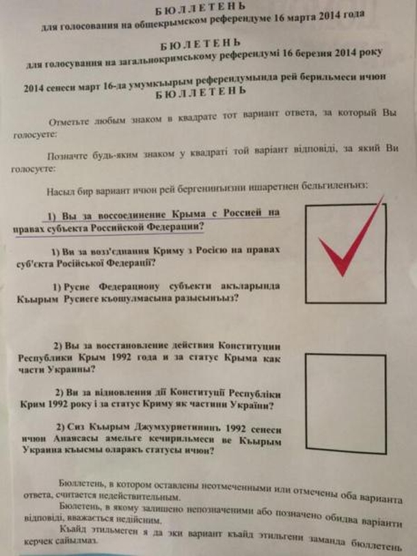 За вхождение в состав России проголосовало 123% крымчан За вхождение в состав России проголосовало 123% крымчан