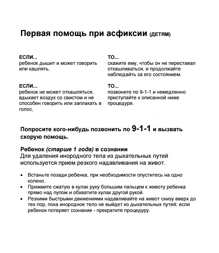 Экстренная помощь при асфиксии