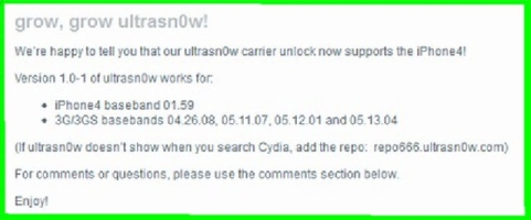 Анлок модема от 04.26.08 до 05.13.04 для iphone 3G,3GS,4 с помощью Ultrasn0w