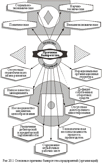 Основные причины банкротства организаций (предприятий)