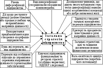 Основні фактори, що впливають на зміст загальної стратегії підприємства