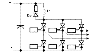Упрощенная схема трёхфазного инвертора на IGCT